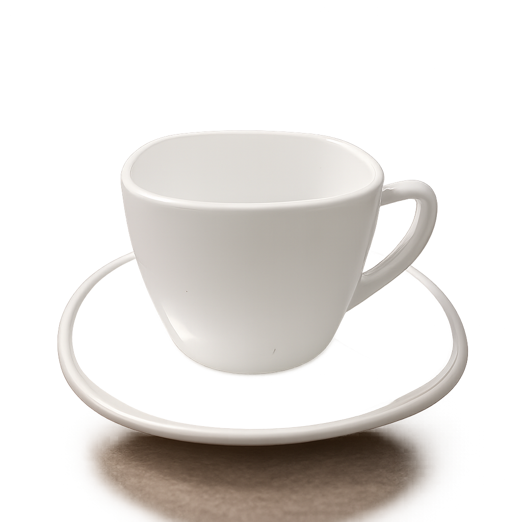 1 TAZA DE TE 220ML + 1 PLATO 14CM LISBOA VIDRIO OPALINO